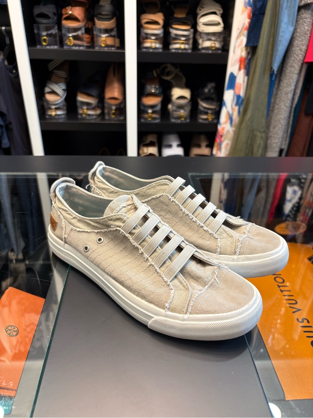 Blowfish Beige Canvas Slip-On Sneakers
